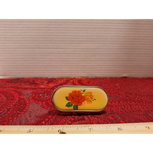 Vintage Stratton Lipstick Tube Holder Foral Rose Design Mirror - Picture 1 of 4